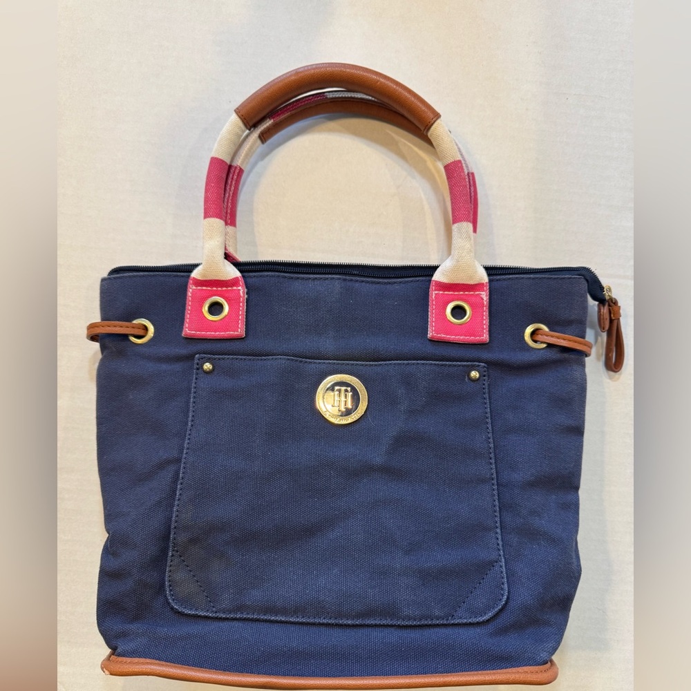 Tommy Hilfiger Navy and Pink Tote Bag